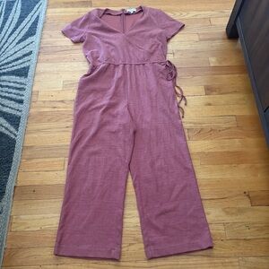 Women’s Mauve Short-Sleeve Wrap Jumpsuit